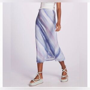 Anthropologie Blue and Purple Midi Skirt
